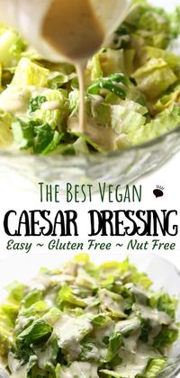 This vegan Caesar salad with a classic tasting vegan Caesar dressing tastes like the real deal. This creamy gluten-free dressing served over crisp romaine lettuce topped with croutons may be the most delicious vegan salad that you will ever eat! #vegan #vegancaesar #vegancaesardressing #glutenfreevegan #thehiddenveggies