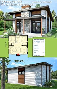 Architectural Designs Modern House Plan 22403DR gives you 680+ square feet of heated living space. Ready when you are! Where do YOU want to build? #22403dr #adhouseplans #architecturaldesigns #houseplan #architecture #newhome #newconstruction #newhouse #homedesign #dreamhome #dreamhouse #homeplan #architecture #architect #housegoals #tinyhouse #modernhouse #modernhome