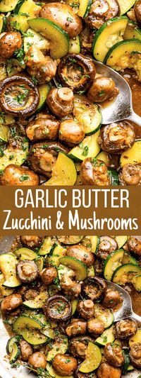 Fresh, healthy, and absolutely delicious side dish of sauteed mushrooms and zucchini! Perfectly seasoned and pan fried to perfection, this Skillet Zucchini and Mushrooms recipe is ready in just 20 minutes!