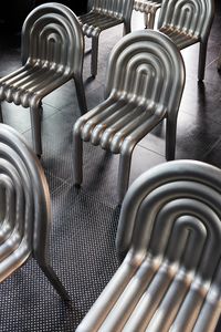 HYDRO is a limited-edition chair created in collaboration with HYDRO, the biggest aluminium producer in the world. HYDRO chair is an innovation in aluminium technology. It has been blow-formed at high temperatures and then laser cut by robots. #furniture #interiorstyling #homedesign #interiors #interiordesigner #housedesign #productdesigner #productdesign #furnituredesigner #chairdesign #aluminiumchair #metalchair #gardenchair