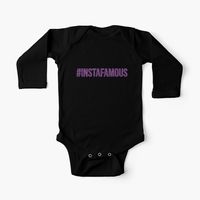 #instafamous purple hashtag design glitter lettering in lavender colors. Great social media gifts for #instagram lovers and influencer. Funny, cool and cute, trendy and girly internet style accessories and home decor. Black baby body