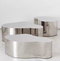 Simple Stainless Steel Minimalist Special Shape Mirror Coffee Table