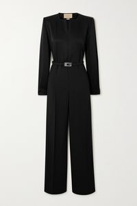 Gucci's jumpsuit is elegant and sophisticated, ensuring it will work just as well for an evening out as an important meeting. It's made from smooth satin in a slightly loose fit refined by padded shoulders and a logo-embellished belt at the waist. Adjust the zipper to reveal more or less of your décolletage.