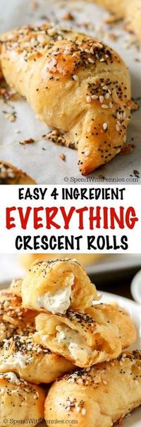 4 Ingredient Everything Crescent Rolls take just 20 minutes! A flaky crust…