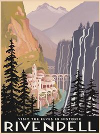 Visit The Elves In Historic Rivendell from Travel Poster series by Steve Thomas