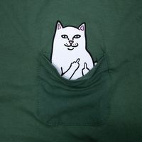 100% Cotton Long Sleeve Tee Screen Printed Lord Nermal In Front Pocket Graphics