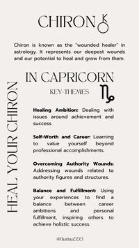 Chiron in Capricorn can bring up issues around success and self-worth. It’s tough, but it’s also a chance to redefine what achievement means to you. 🌱 Let’s find a way to balance your goals with taking care of yourself. I’m here to support you with personalized astrology guidance. 🌟  #ChironInCapricorn #SuccessHealing #AstrologyHealing #AmbitionAndBalance #PersonalGrowth