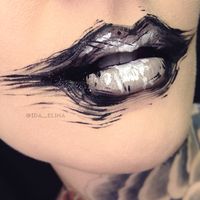 Black & white abstract art lips by Ida Ekman, Finnish makeup artist