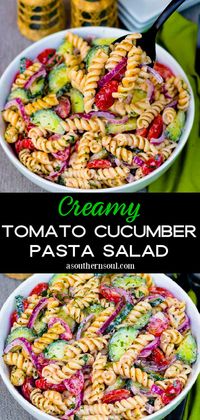 Creamy Tomato Cucumber Pasta Salad