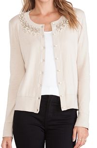 rhinestone embellished neckline cardigan