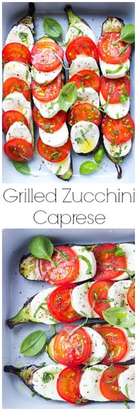 Such an easy summer side! Grilled zucchini topped with caprese: tomatoes, fresh mozzarella, and basil | littlebroken.com @littlebroken