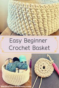 Free Pattern Easy Beginner Crochet Basket | Crochet basket pattern free, Easy crochet basket pattern, Beginner crochet projects