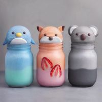 Animal kawaii drinks - pinguin, fox and koala