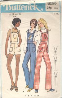 Butterick 6155 1970s Misses Bib Overalls Pattern Jumpsuit | Etsy