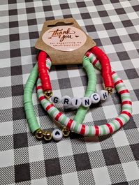 Enjoy the holidays with this beautiful set of Grinch Clay bead bracelets! Give as a gift or keep them for yourself, either way you can't go wrong! (All handmade and some variations may be noted)