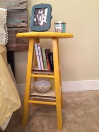 Side table made from a bar stool