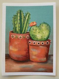 Two Potted Cactus Art Print - Etsy