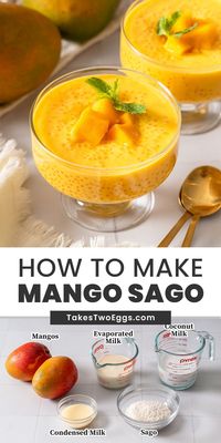 This easy 30 minute mango sago recipe combines sweet fresh mangos, creamy coconut milk, and chewy tapioca sago pearls. It's the perfect fruit dessert for large groups and parties!