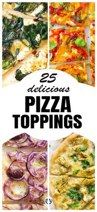 This long list of amazing pizza toppings you’ll absolutely love. From classic Italian pizzas to more creative recipes, these sensational pizza toppings ideas will be a total hit. #pizzarecipes #pizzatoppings #pizzas