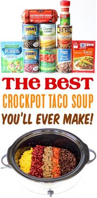 Crockpot Taco Soup! This Easy Healthy Recipe with Beef Made in the Crock Pot is the perfect dinner for those busy weeknights! Give it a try this week for a new family favorite! #HealthyRecipesProtein