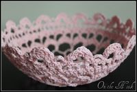 Lace Doily Bowl Crochet Basket Pink