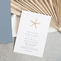 This chic, modern Wedding Invitation features a chic text paired with a beautiful watercolor starfish on top.