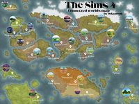 Hey! I created a map when represent the worlds in the sims 4. I tried to connected them logically and based of the weather of each world. The Glimmerbook is higher because it's a "isolated". Hope you have fun using it!