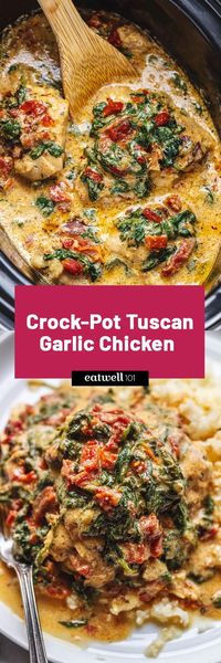 Crock-Pot Tuscan Garlic Chicken Recipe - #eatwell101 #recipe Succulent Crock-Pot chicken cooked in Spinach, garlic, sun-Dried Tomatoes, cream and parmesan cheese. so easy to prep! The easiest, most unbelievably delicious Crock-Pot Dump Dinner your whole family will love! #CrockPot Tuscan #Garlic #Chicken #Recipe #sunDried #Tomatoes, #cream #parmesan #cheese #Dinner - #recipe by #eatwell101