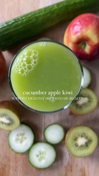 "Now is the perfect time to take charge of your health and begin your 21-day smoothie challenge!" 💥 ✅Cucumber Apple Kiwi Juice! This juice, which is full with vitamin C-rich kiwi, fiber-rich apple, and hydrating cucumber, is not only delicious but also good for your general health.