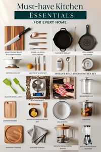 Transform your kitchen with these essential tools and gadgets that every home needs! Discover the must-have items that make cooking easier, more enjoyable, and effortlessly organized. Perfect for beginners and experienced cooks alike, these essentials will elevate your kitchen experience. Save this guide for a well-stocked, stylish kitchen!