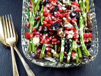 Warm Green Beans With Chestnuts, Pomegranates & Lemony Tahini