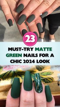 Get inspired by our collection of matte green nails, the perfect chic accessory for 2024.