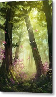 Green Forest Metal Print by FireFlux Studios. All metal prints are professionally printed, packaged, and shipped within 3 - 4 business days and delivered ready-to-hang on your wall. Choose from multiple sizes and mounting options.