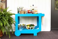 Lollygagger Bar Cart by Loll Designs | #architonic #nowonarchitonic #accessories #complement #complementary #outdoor #exterior #design #furniture #trolley #cart #bar #shiny #blue #modern #recycled