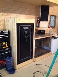 Garage, gun safe, kennel. I really like the framed-in safe, it cleans up the space a lot.