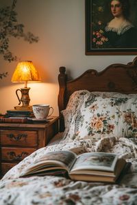 Create a Cottagecore bedroom with country home decor and vintage interior inspiration. Infuse cozy charm with floral patterns, rustic chic elements, and a soft color palette. Incorporate wood furniture, handmade textiles, quilts, and lace curtains for a nostalgic feel. #ａｅｓｔｈｅｔｉｃ #aesthetics #vintageaesthetic #aesthetic #rose #bouquet #cottagestyle #garden #flowers #florist #cottage #flower #cottagelife #soft #floraldesign #roses #cute