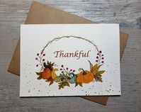 THANKS Pumpkin Greeting Card Hand Painted Original Watercolor Autumn Thank You / Thankful 5 X 7 Blank Card - Etsy