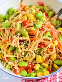 Make these delicious Edamame Noodle Salad Bowls for lunch or dinner - great for when you fancy a meat free meal.