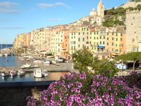 A view from the breakfast balcony of my hotel, Portovenere, Liguria, Italy