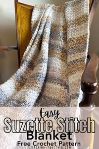 Make this gorgeous and cozy suzette stitch blanket with this free crochet pattern. The textured blanket has everything you love, simple stitches, a beautiful texture, and cozy warmth. You'll love making this for your own home and it's a great blanket to make as a gift. If you love to crochet blankets, this free pattern is for you.