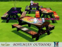 For picnic and not only, these colourful bohemian benches will make all the difference in your game  Found in TSR Category 'Sims 4 Miscellaneous Recolors'