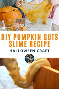 Pumpkin decorating ideas have a whole new meaning when you can repurpose the pumpkin seeds. Make your own homemade pumpkin guts slime using leftover pumpkin seeds.