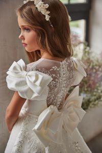 3224 Puff Sleeves and Bows Special Occasion White Dress