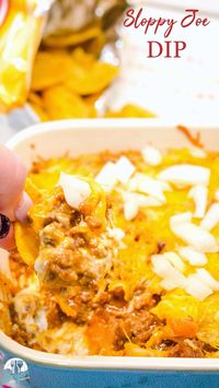 Cream cheese, leftover sloppy joes, and shredded cheese make the ulitmate game day hot dip recipe. Serve with corn chips for the ultimate flavors.