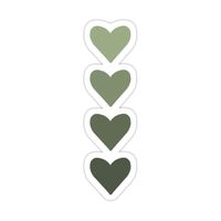 Decorate laptops, Hydro Flasks, cars and more with removable kiss-cut, vinyl decal stickers. Glossy, matte, and transparent options in various sizes. Super durable and water-resistant. Ombré sage green hearts!