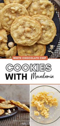 These white chocolate chip cookies with macadamia nuts are incredibly easy to make. Super soft and chewy cookies, with loads of white chocolate chips and macadamia nuts. They are prepared in a few minutes, and this recipe is perfectly suitable for beginners