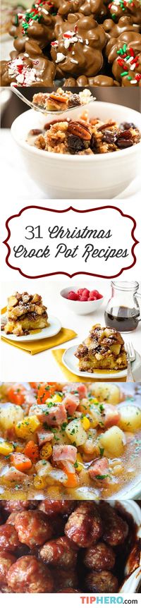 31 Christmas Crock Pot Recipes | This collection of holiday recipes from brunch to appetizers to sides to mains to dessert will help you spend less time in the kitchen and more time celebrating with family! #easyrecipes