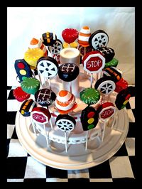 Car themed cake pops by "Meridian Sweets and Treats!" #carsbirthday #pinewoodderbytreat https://www.facebook.com/MeridianSweetsAndTreats/