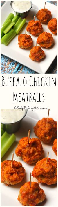 Perfect recipe for snack time or the BIG GAME - Perfect party appetizer recipe - Done in about 30 minutes - Reheats very well - 1 pound of chicken makes about 20 meatballs - Not too spicy - Buffalo Chicken Meatballs Recipe