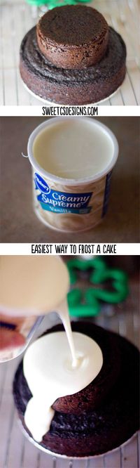 another pinner said: easiest way to frost a cake ever- this is awesome! get a faux fondant look with store bought icing taste. #cake #party #icing